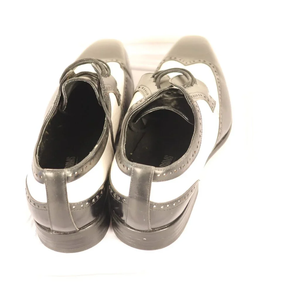 Men's Black and White Dress Shoes by Stacy Adams SZ 9.5W In Very Good Condition